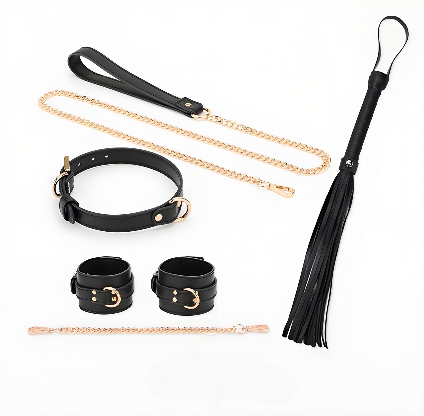 Custom Engraved Leather Collar for Women-Collar + Whip + Handcuffs